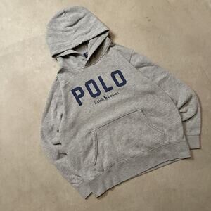 Grey Polo Ralph Lauren Big Logo Hoodie Sweatshirt Size M